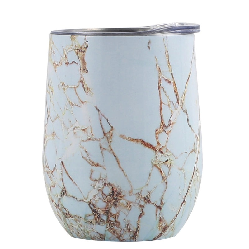 Stylish Stainless Steel Thermos Cup with Stripe and Solid Color Design | Drinkware & Thermoses