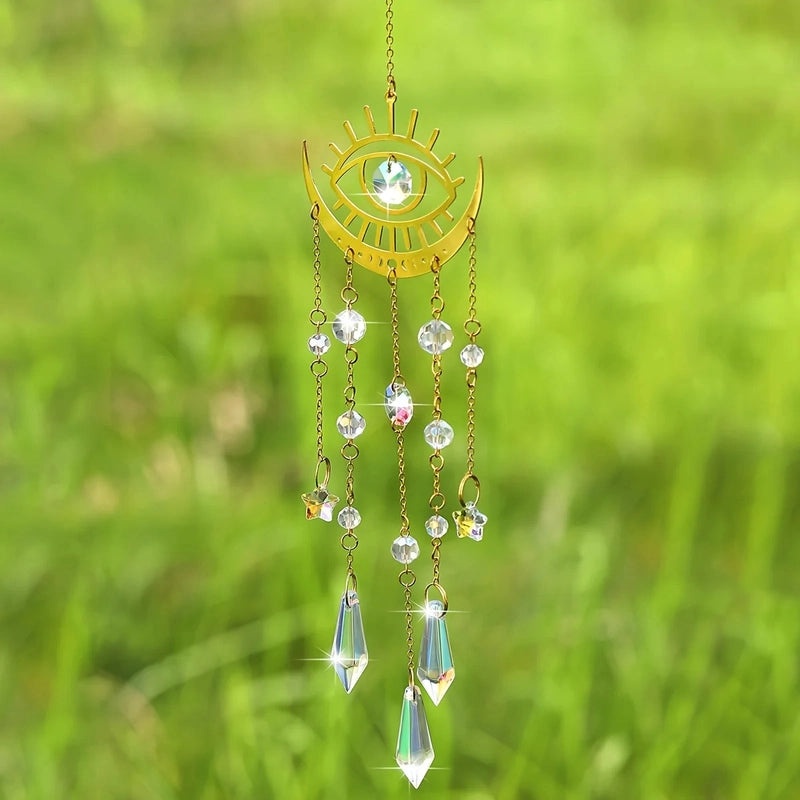 Elegant Sun Moon Crystal Suncatcher Wind Chime | Home Decor & Wall Art