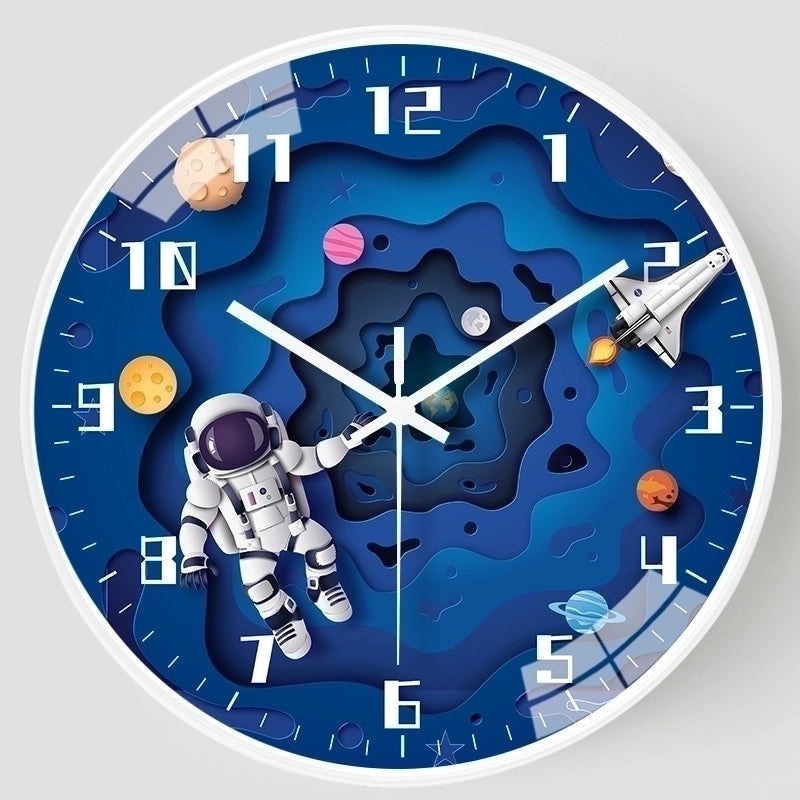 Adorable Round Astronaut Clock with Plastic Glass Face | Home Decor Clocks