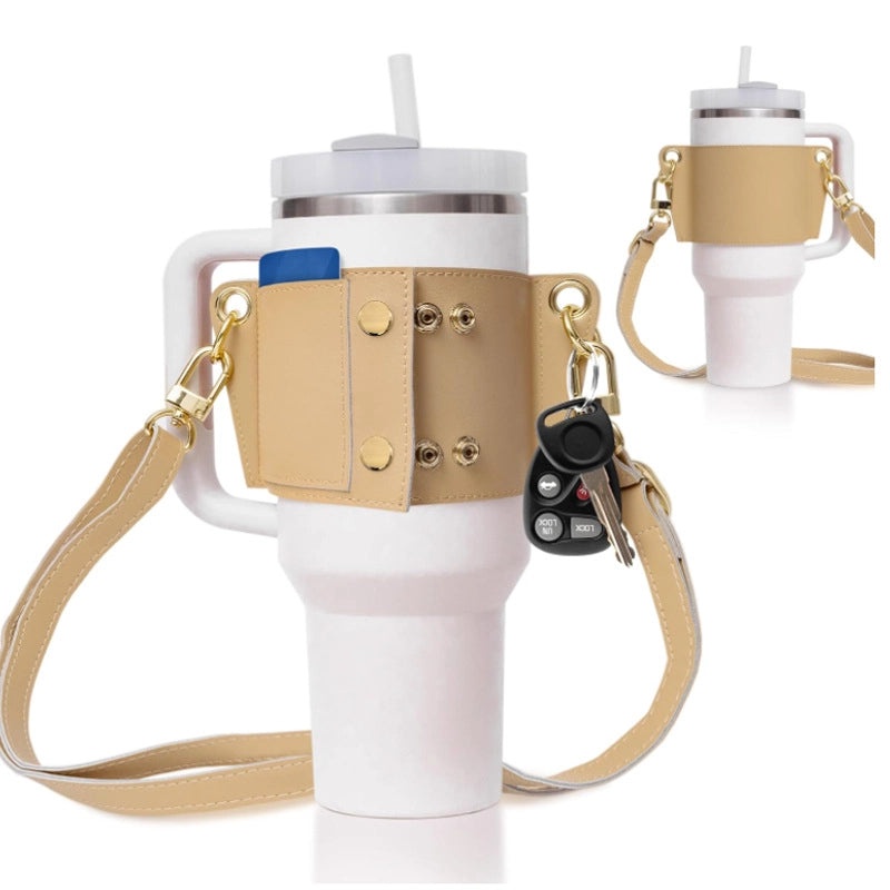 Casual Solid Color PU Leather Coffee Cup Sleeve Single Piece|Drinkware Accessories