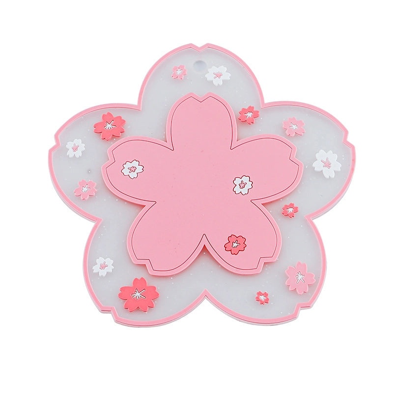 Cherry Blossom Non-slip Rubber Coaster Soft Insulation Pot Mat Household Anti-scald Table Mat|Kitchen & Dining Accessories