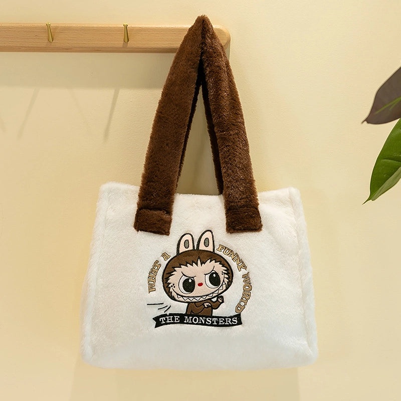 Cute Paradise Rab Plush Tote Bag Large Capacity Embroidered Shoulder Handbag|Bags & Accessories