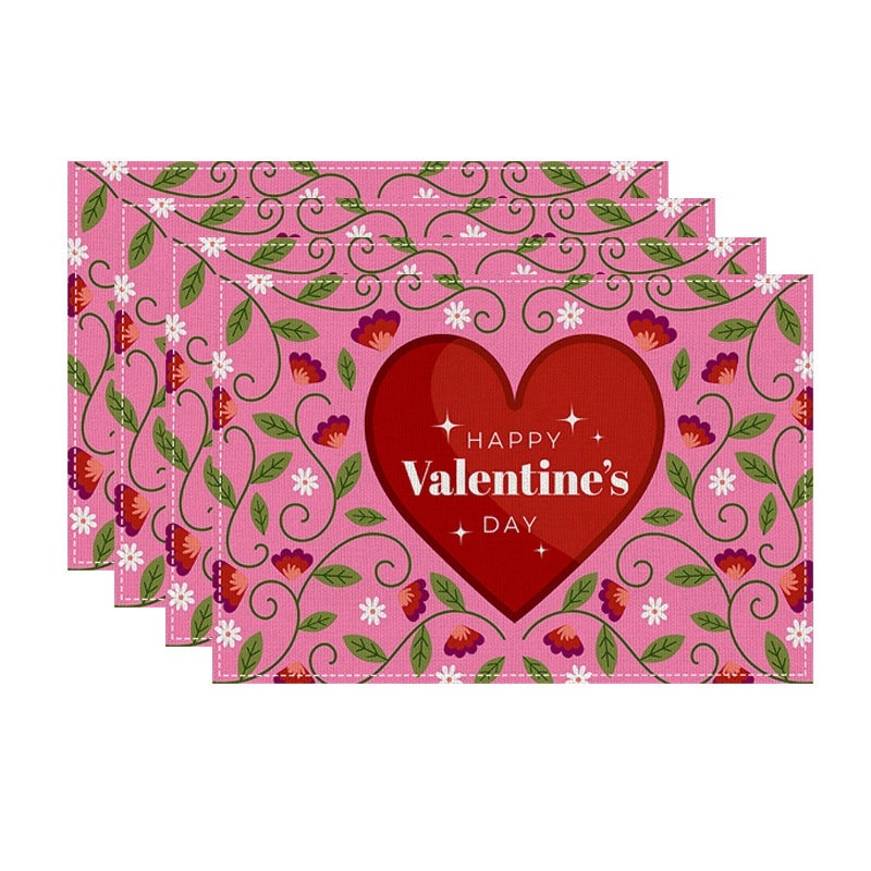 Romantic Minimalist Heart Letter Linen Placemat for Valentine’s Day | Home Decor & Tableware