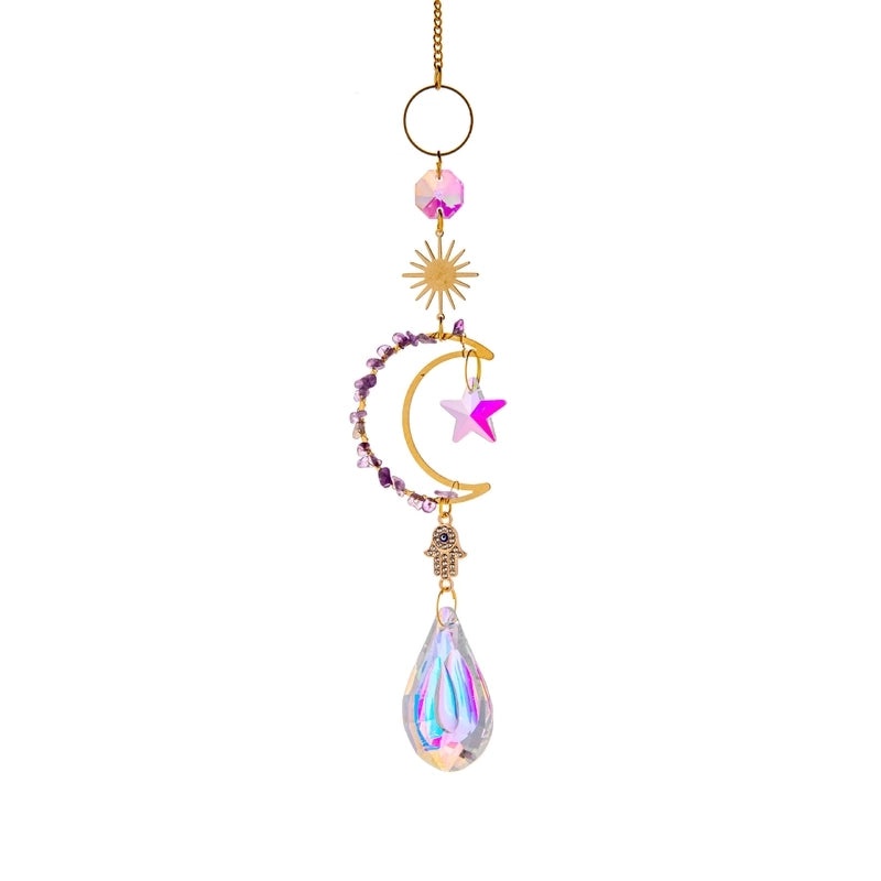 Sparkling Moon and Star Pendant with Faux Crystals | Jewelry & Accessories
