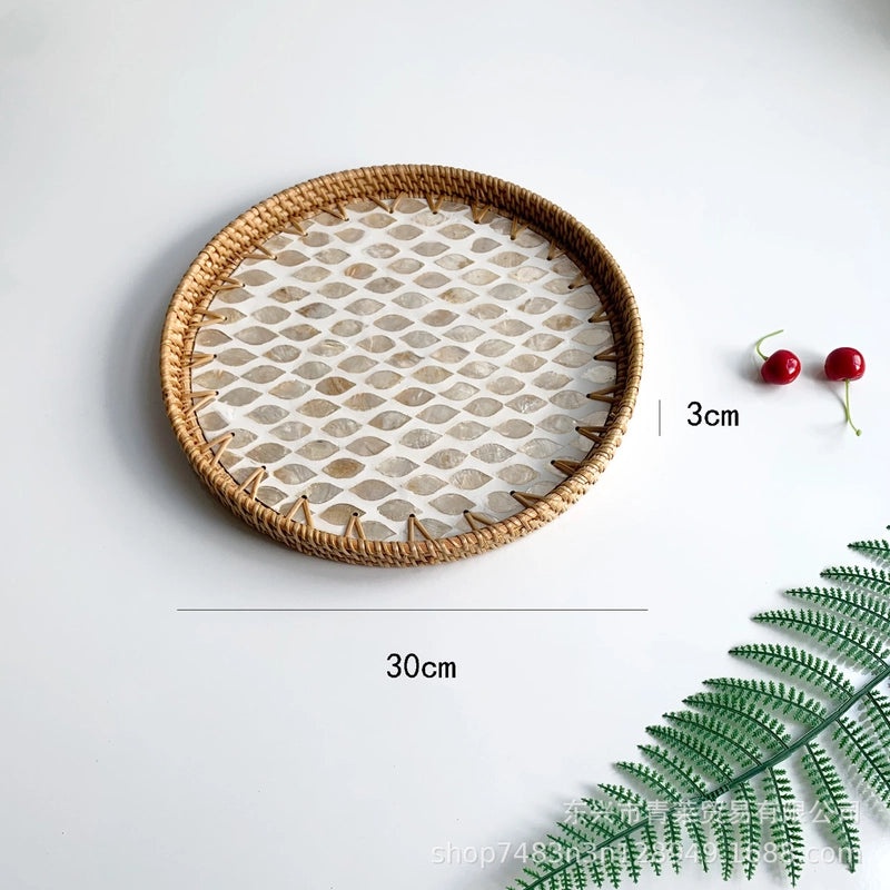 Natural Floral Grass Shell Fruit Tray|Home Decor Tableware