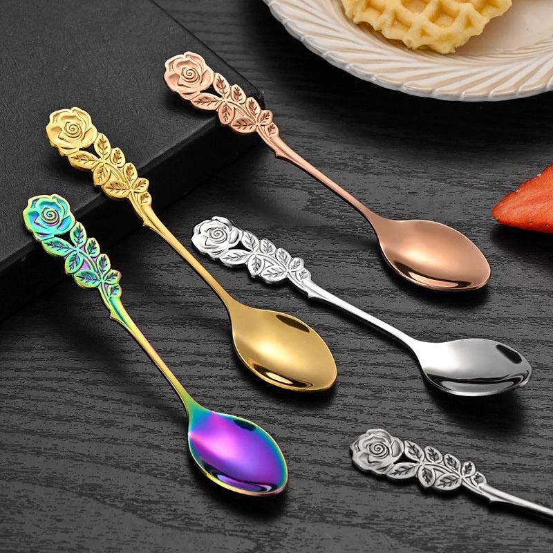 Elegant Floral Stainless Steel Spoon for Casual Glam Use 1 Piece|Kitchen & Dining Utensils