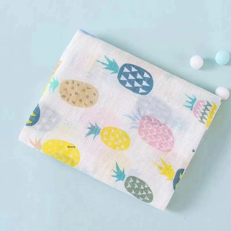 Double-layer Cotton Gauze Baby Swaddle Blanket Printed Bath Towel Sunshade Cart Cover|Baby Care Accessories