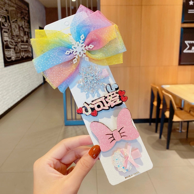 Children's Cartoon Bow Hairpin Set | Kids Hair Accessories