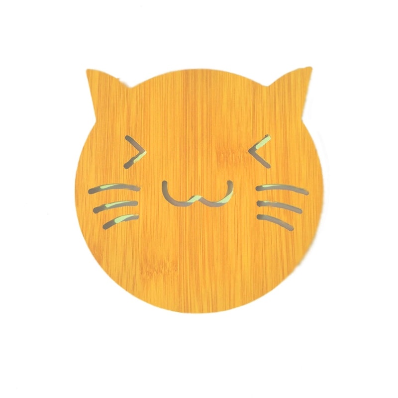 Cartoon Wooden Heat-Resistant Dining Table Mat Non-Slip Pot Holder Creative Cute Tea Coaster Cushion|Kitchen & Dining Accessories