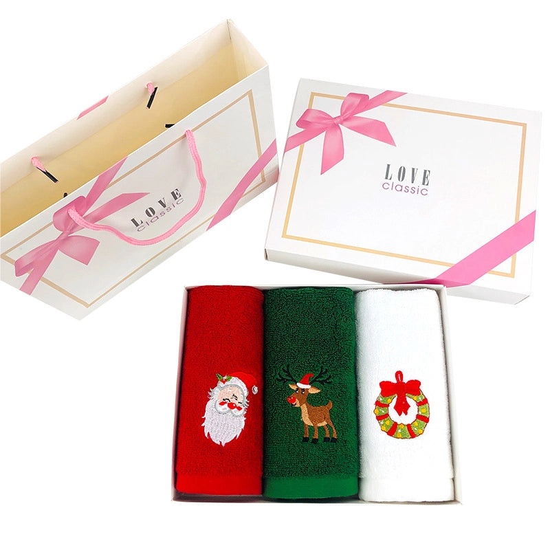 Christmas Embroidered Cotton Kitchen and Bathroom Towel Set Custom Halloween Christmas Gifts|Home & Kitchen Textiles