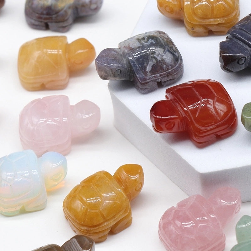 Adorable Tortoise Agate Tiger Eye Opal Decorative Figurines|Home Decor & Collectibles