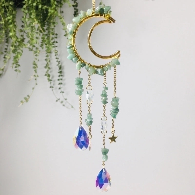 Elegant Moon White Crystal Wind Chime for Home Decor|Home Decor & Accessories