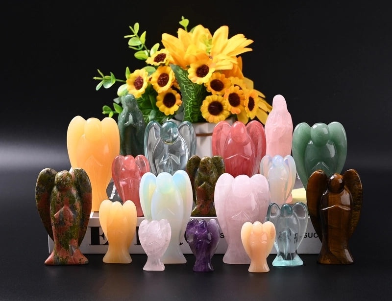 Women's Handmade Natural Stone Virgin Mary Faith Pendant Green & Pink