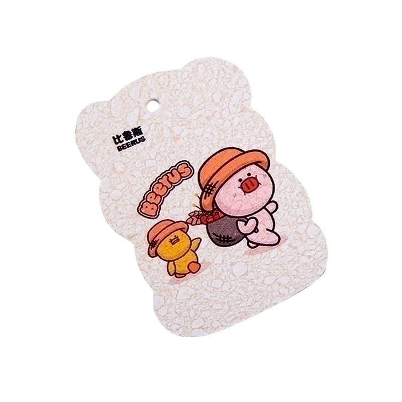 Adorable Cartoon Wooden Fiber Sponge Dishcloth Single Piece|Kitchen Cleaning Supplies