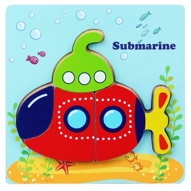 Wooden 3D Animal Puzzle for Kids Early Learning Handheld Board Cartoon Educational Toy | Educational Toys & Games