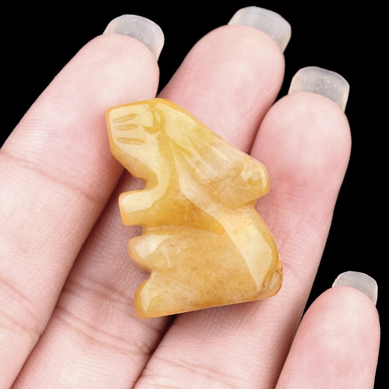 Adorable Rabbit Shaped Natural Crystal Agate Ornament for Home Decor | Home Decor & Accessories