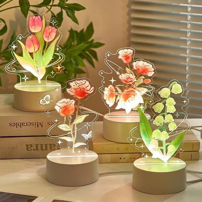 Christmas Cartoon Flower Acrylic Lighting Decor|Holiday Lighting Accessories