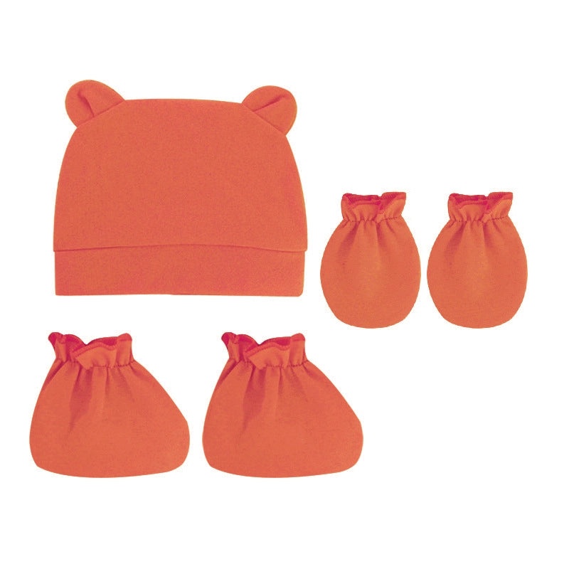 Newborn Baby 3 Piece Set Solid Color Hat Gloves and Foot Cover 0-3 Months|Baby Accessories