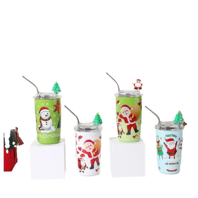 Christmas Santa Claus Snowman Stainless Steel Thermos Cup 304 Double Wall Insulated Mug | Drinkware & Thermoses
