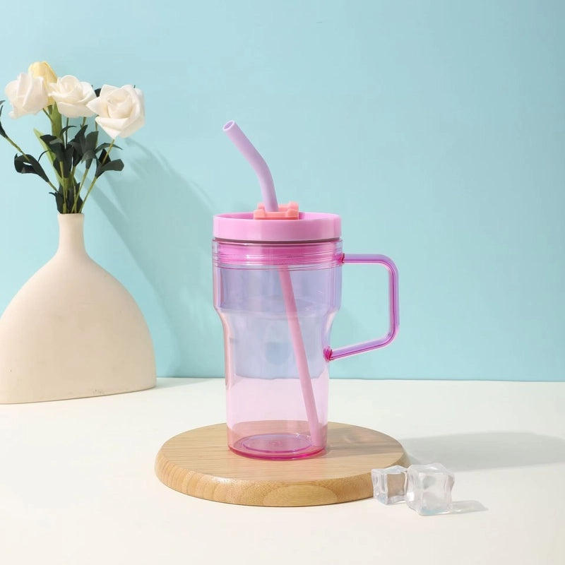 Portable Large Capacity Travel Water Cup with Handle and Straw | Drinkware