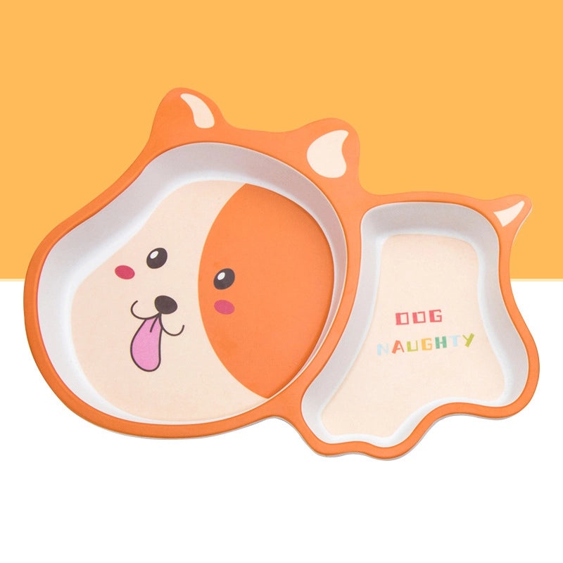 Cute Cartoon Bamboo Fiber Kids Plate Baby Dish Grid for Household Kindergarten Use|Children's Tableware