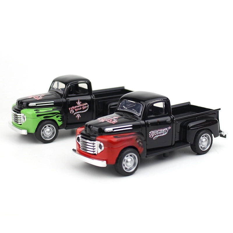 Retro Metal Pickup Car Model Ornament Classic Alloy Toy Vehicle Gift|Car Accessories