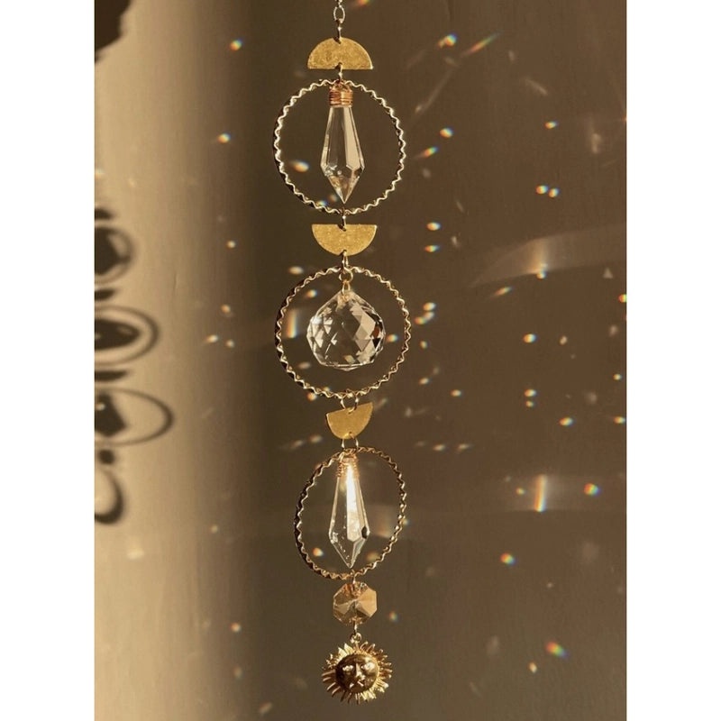 Elegant Sun Moon Crystal Suncatcher Wind Chime | Home Decor & Wall Art