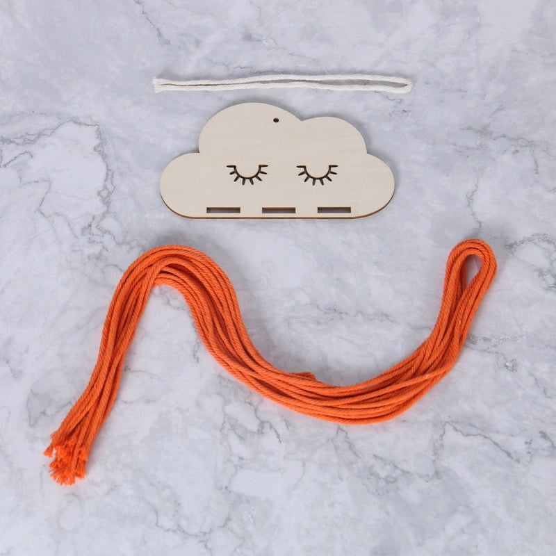 Nordic Style Cloud Wood Chip Hair Clip Holder with Decorative Wall Pendant | Hair Accessories Storage