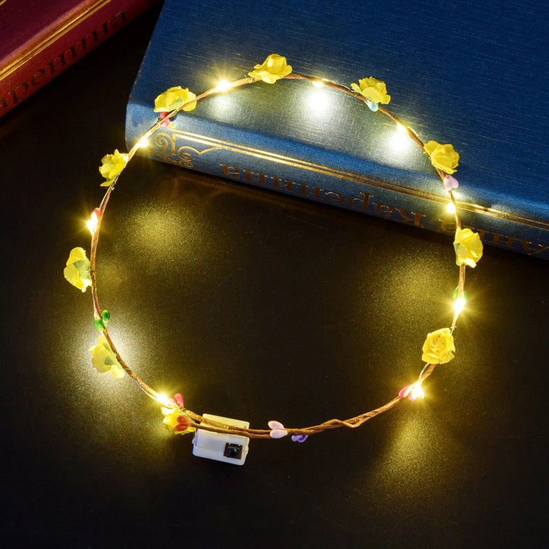 Luminous Floral Wreath Hairband Korean Mori Style Rattan Headdress Summer Festival Accessories|Hair Accessories