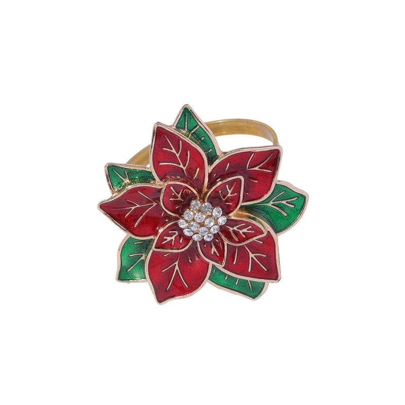 Elegant Floral Alloy Napkin Ring for Christmas Casual Dining | Tableware & Napkin Rings