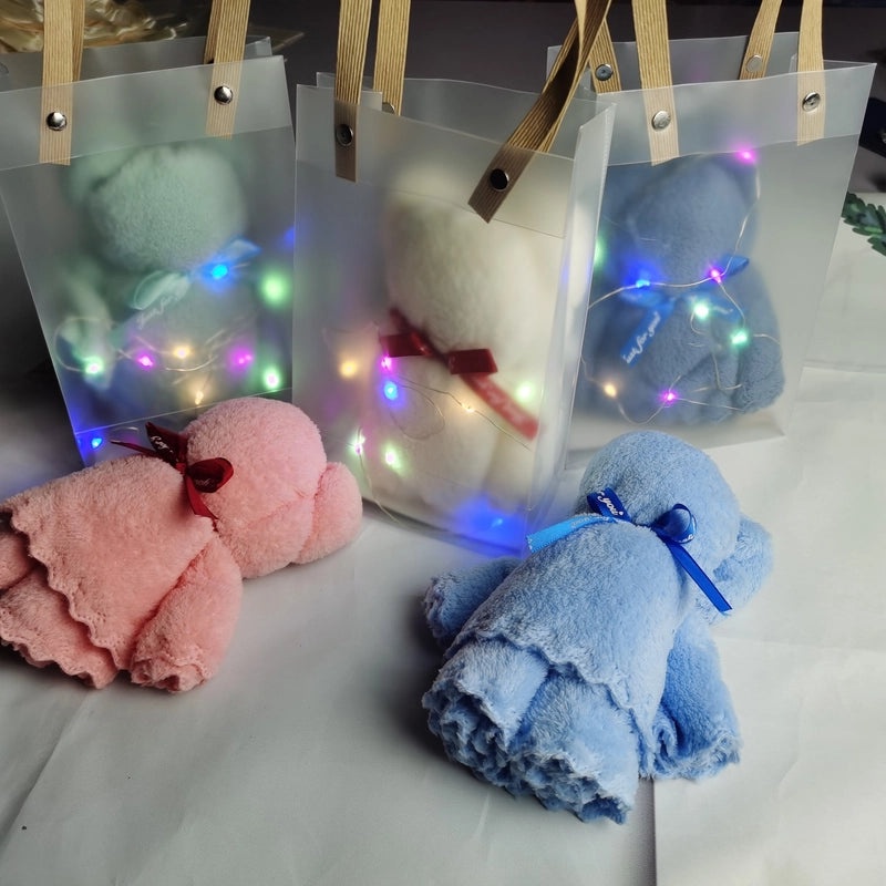 Soft Coral Fleece Bear Towel Absorbent Cute Wedding & Holiday Gift Hand Towel|Home & Kitchen Towels