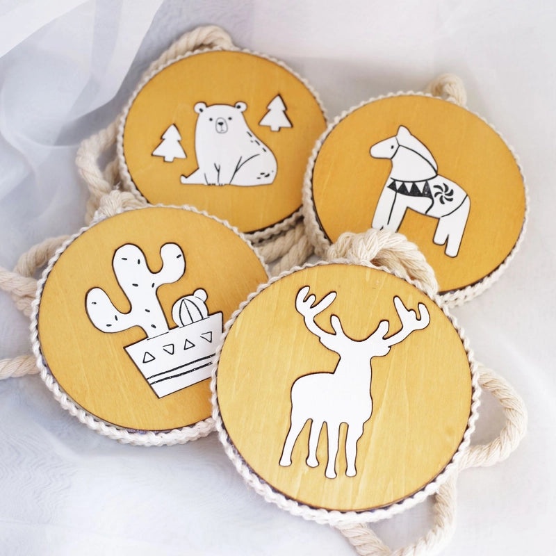 Adorable Cactus Deer Wooden Curtain Tieback | Home Decor Accessories