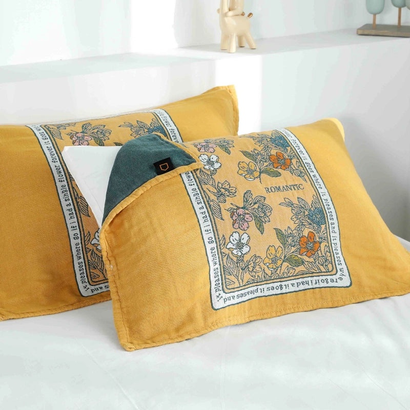 Pure Cotton Gauze Pillow Scarf Moisture-Absorbing Breathable Soft Skin-friendly European Style Thickened Student Couples Cover | Home Textiles