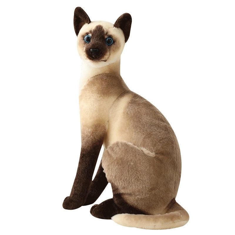 Realistic Siamese Cat Plush Toy Orange Civet Cat Sitting and Lying Pose Soft Doll|Plush Toys & Collectibles