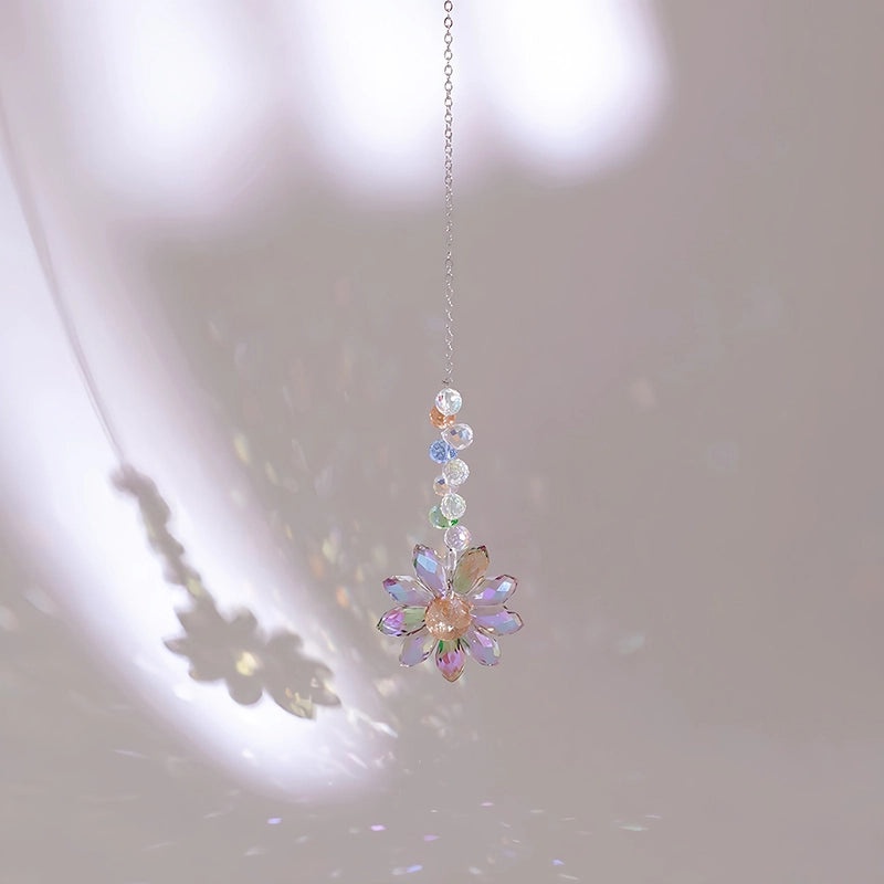 Nordic Minimalist Crystal Flower Glass Suncatcher Wind Chime Wall Decor|Home Decor