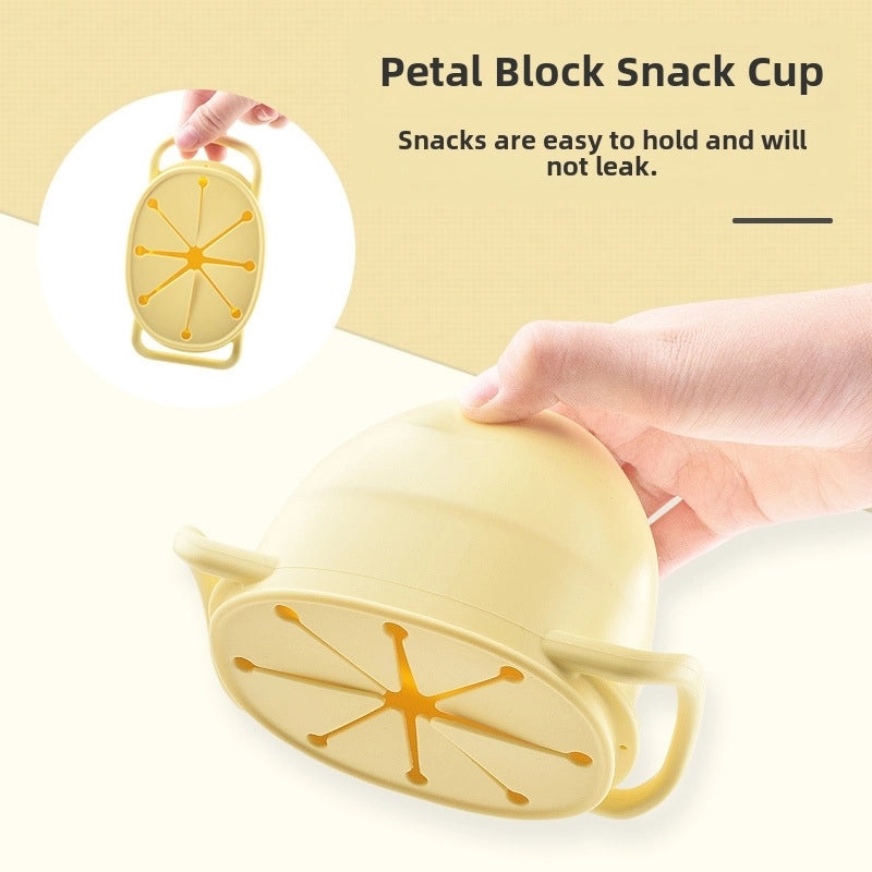 Baby Silicone Snack Cup with Rope | Fall-Resistant Foldable Binaural Children’s Snack Container | Baby Feeding Supplies