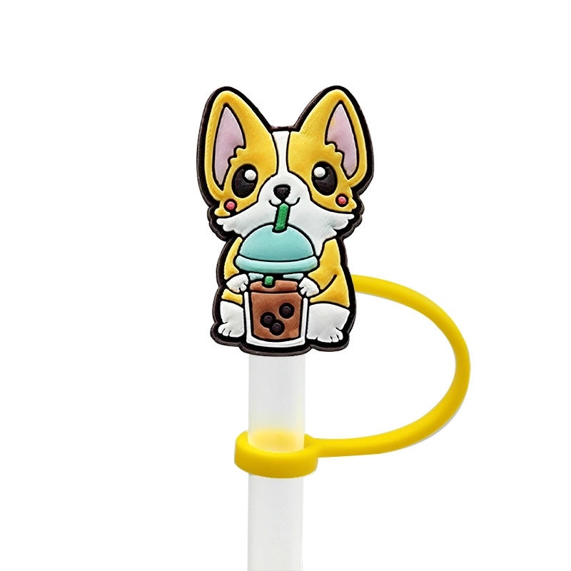 Cute Animal Letter Silicone Straw Cap for Drink Decorations Casual Elegant Style | Drink Accessories