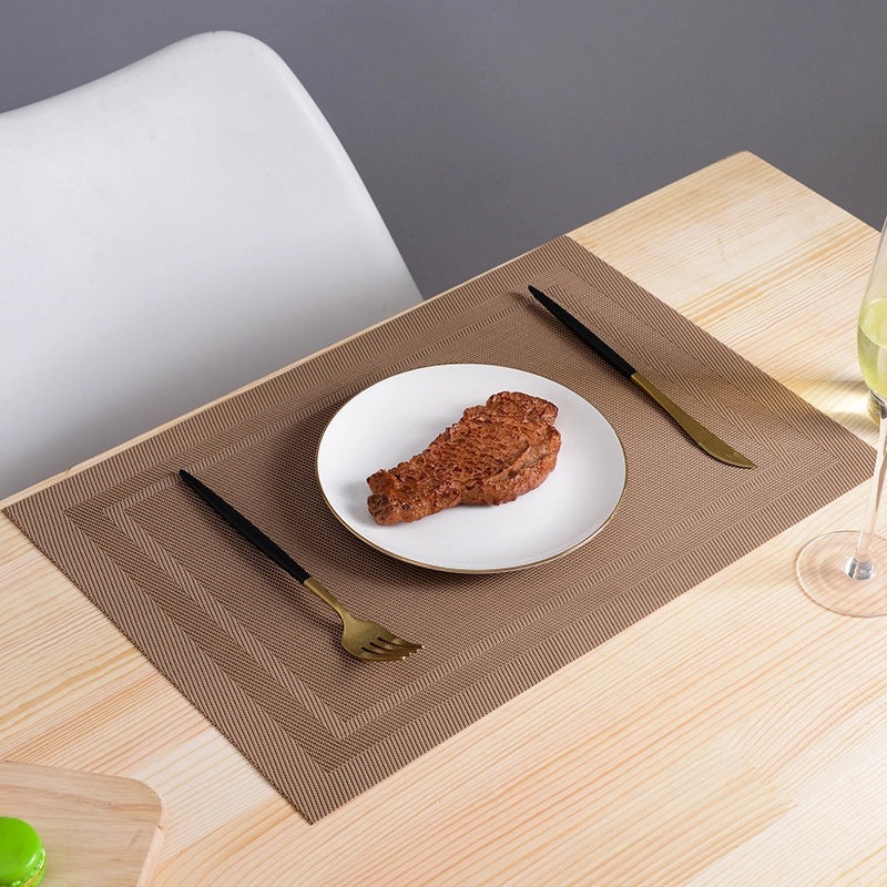 Waterproof Non-slip PVC Placemat with Double Diagonal Frame Japanese European Style | Kitchen & Dining Accessories