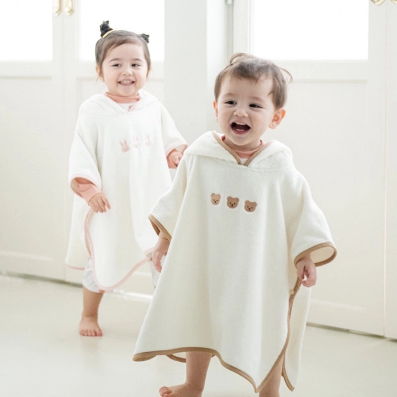 Kids Hooded Cotton Bathrobe Quick-Dry Absorbent Beach Towel for Boys and Girls|Children's Bath Towels and Robes