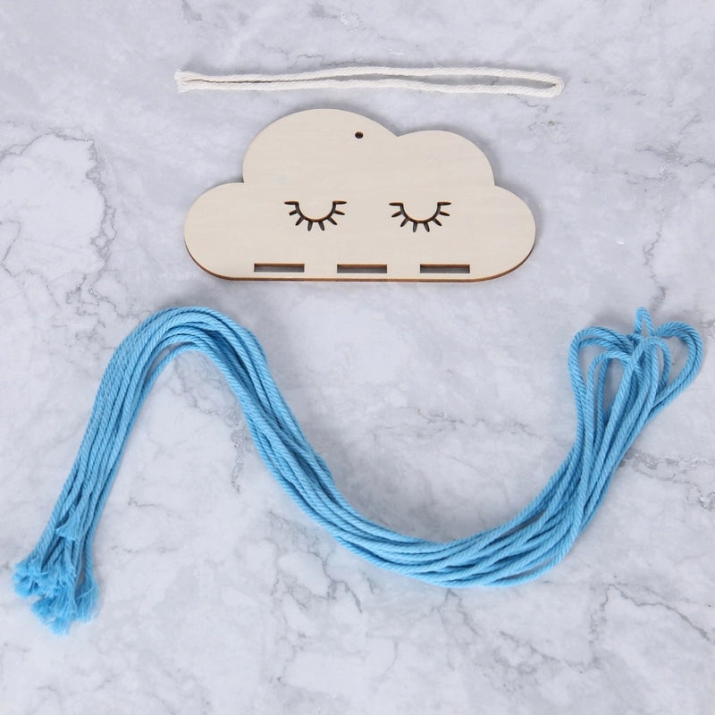 Nordic Style Cloud Wood Chip Hair Clip Holder with Decorative Wall Pendant | Hair Accessories Storage