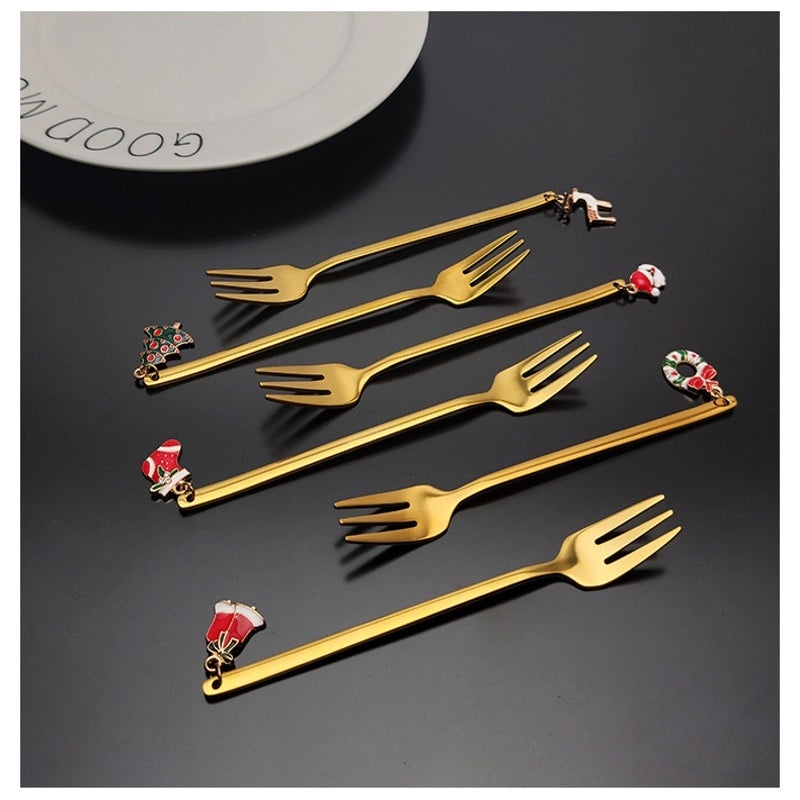 Christmas Tree Santa Claus and Elk Stainless Steel Tableware Set|Holiday Kitchen & Dining