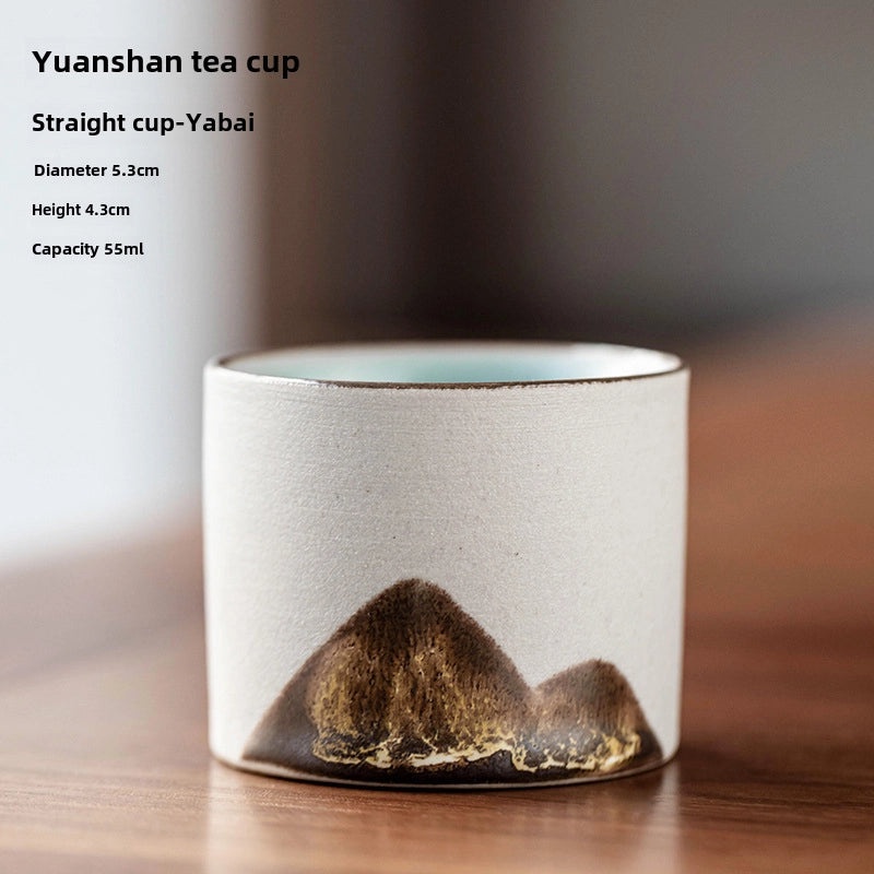 Yuanshan Ceramic Black Tea Cup Small Kung Fu Zen Personal Tea Cup Retro Master Cup with Tea Holder|Tea Cups & Accessories