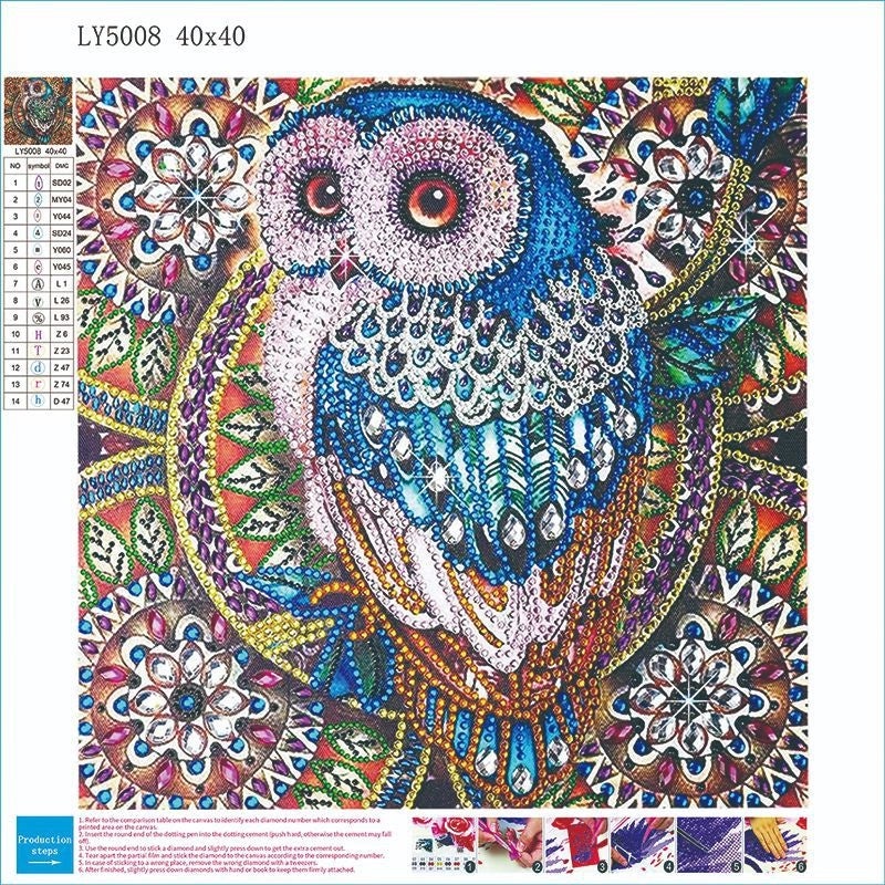 5D Owl Diamond Painting DIY Kit Bright Resin Art for Living Room Bedroom Wall Decor|Diamond Painting Kits
