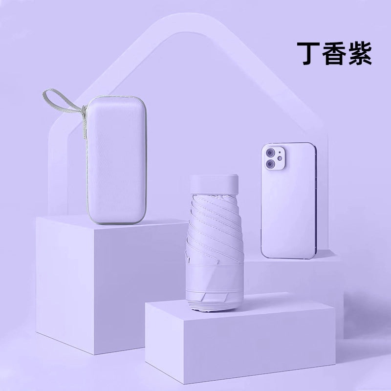 Compact Five-Fold UV Sunscreen Mini Umbrella for Women | Sun Protection & Rain Use | Portable Thickened Flat Umbrella | Women's Accessories