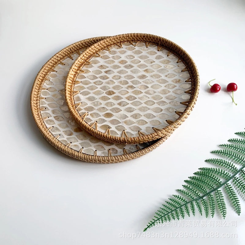 Natural Floral Grass Shell Fruit Tray|Home Decor Tableware