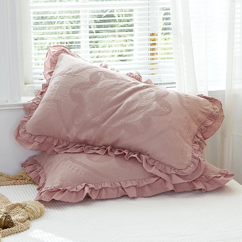 European Style Pure Cotton Waffle Lace Large Pillowcase Envelope Design Non-slip Non-shedding|Home Textiles Bedding