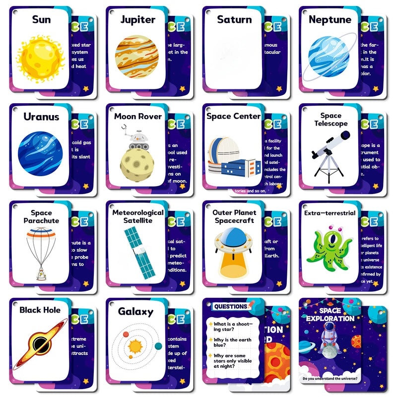 34 Space Planets Baby Flash Cards for Early Learning and Cognitive Development|Early Education Toys