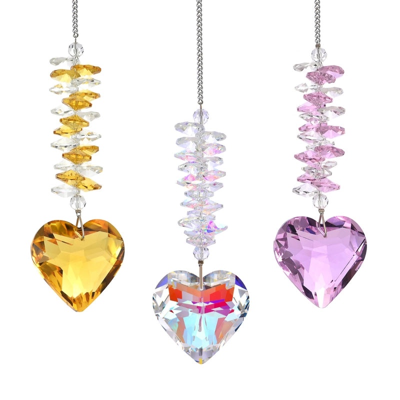 Crystal Heart Shaped Geometric Suncatcher Wind Chime for Wall Decor|Home Decor