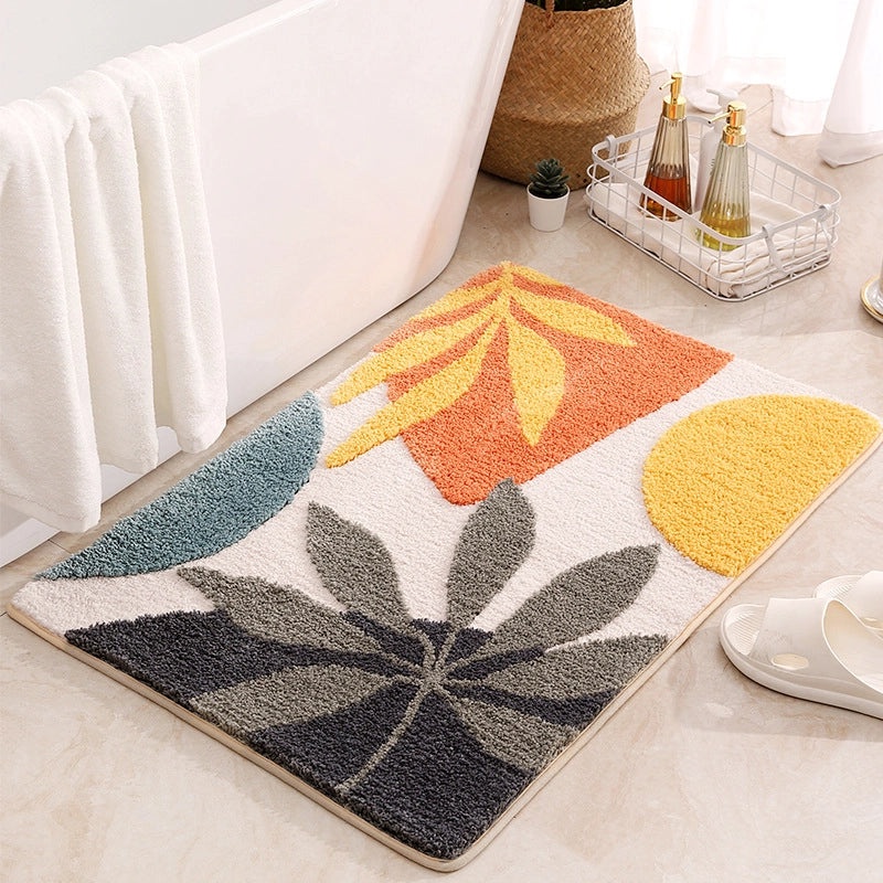 Flocking Non-Slip Water Absorbent Bathroom and Kitchen Mat Simple Living Room Door Rug|Home Decor & Rugs