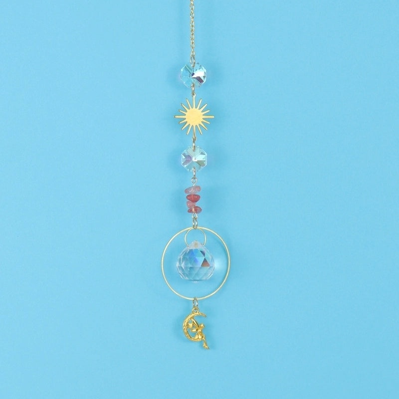 Elegant Sun and Moon Elf Pendant with Artificial Crystal and Agate | Fashion Jewelry